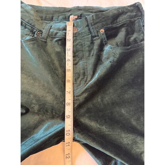 Free People Women’s Velour Dark Green Boot Cut Crop Style Pants Size 28 - Picture 8 of 11